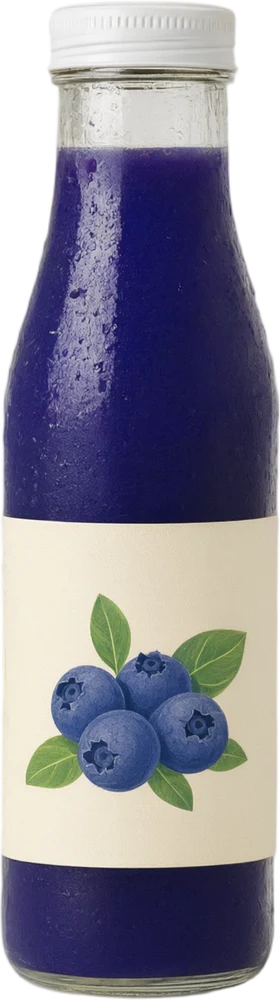 Blueberry juice in a glass bottle