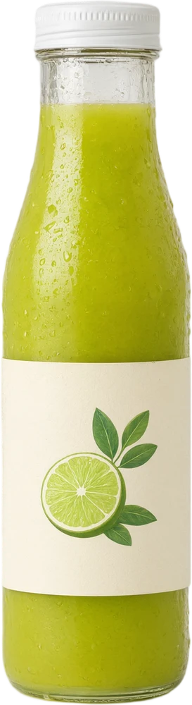 Lime juice in a glass bottle